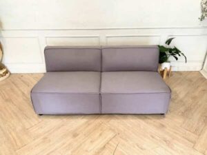 2 seat sofa, fabric cushion, gray color