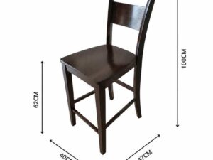 Wooden chair, dark brown dining chair, beautiful design, slightly curved backrest.