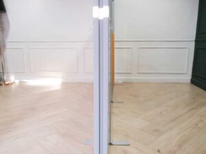 Partition - Office Divider - Work Zone Separator - Orange - Solid Bottom - On Glass