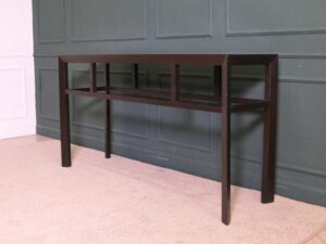 Multi-purpose wooden table Rectangular shape, dark brown.