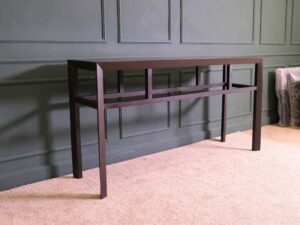 Multi-purpose wooden table Rectangular shape, dark brown.