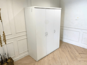 3-door wardrobe, wooden frame, white
