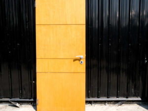 Wooden door, lever knob modern style