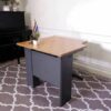 Work desk, brown wood top, 90cm, for connecting to L corner, Rockworth steel legs.