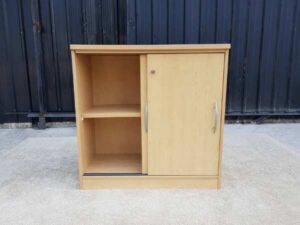 2 sliding door document cabinet with built-in shelves, cream color