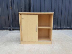 2 sliding door document cabinet with built-in shelves, cream color