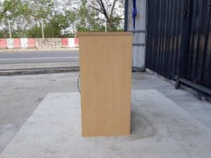 2 sliding door document cabinet with built-in shelves, cream color