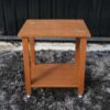 Side table, multi-purpose table, 2 shelves, wooden frame, with wheels.