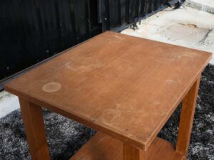 Side table, multi-purpose table, 2 shelves, wooden frame, with wheels.