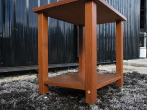 Side table, multi-purpose table, 2 shelves, wooden frame, with wheels.