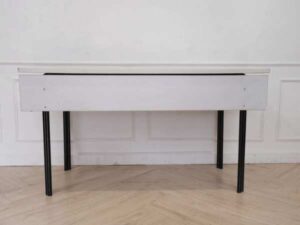 Work desk, wooden top, steel frame, white