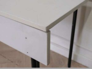 Work desk, wooden top, steel frame, white