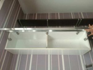 Ready-made shelf set, wall-mounted, built-in
