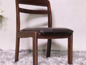 Wooden chair with dark brown fabric cushion, beautiful design.