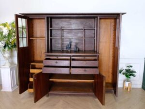 Multi-purpose storage cabinet, walnut color, European workmanship, sourced from Germany.