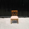 Teak frame chair Cream-orange fabric upholstery