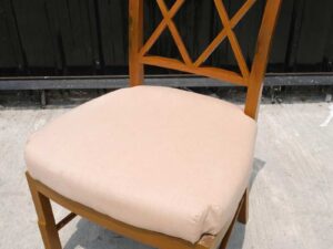 Teak frame chair Cream-orange fabric upholstery