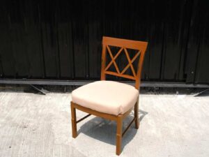 Teak frame chair Cream-orange fabric upholstery