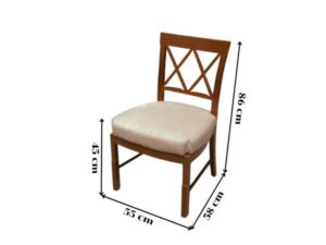 Teak frame chair Cream-orange fabric upholstery