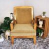 Armchair, wooden frame, fabric upholstery, brown, embassy grade.