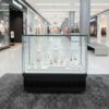 Jewelry cabinet, glass cabinet to display products Rectangular shape Sliding glass door, 2 drawers