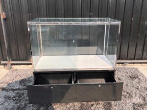Jewelry cabinet, glass cabinet to display products Rectangular shape Sliding glass door, 2 drawers