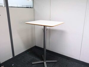 Tall table square bar table steel legs wooden top white