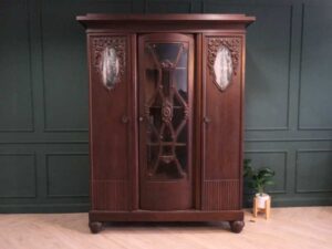 Wardrobe with 3 doors, opening, walnut color, European workmanship, sourced from Germany.