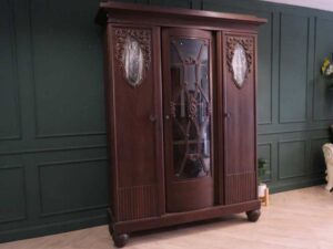 Wardrobe with 3 doors, opening, walnut color, European workmanship, sourced from Germany.