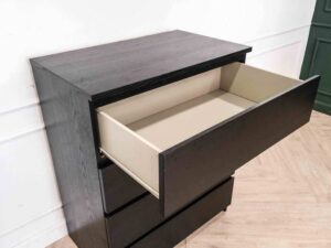 Chest of drawers chest of drawers storage cabinet square shape Black wood pattern surface 4 drawers