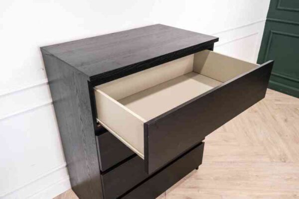 Chest of drawers chest of drawers storage cabinet square shape Black wood pattern surface 4 drawers