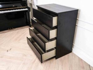 Chest of drawers chest of drawers storage cabinet square shape Black wood pattern surface 4 drawers