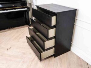 Chest of drawers chest of drawers storage cabinet square shape Black wood pattern surface 4 drawers