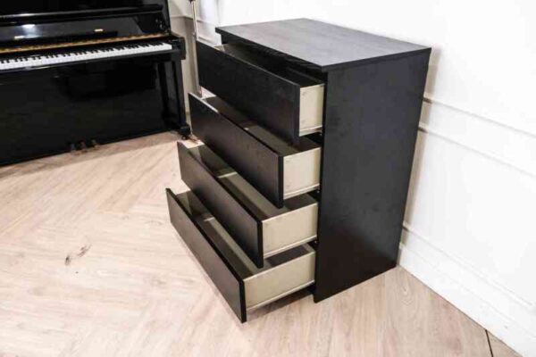 Chest of drawers chest of drawers storage cabinet square shape Black wood pattern surface 4 drawers