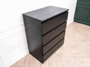 Chest of drawers chest of drawers storage cabinet square shape Black wood pattern surface 4 drawers