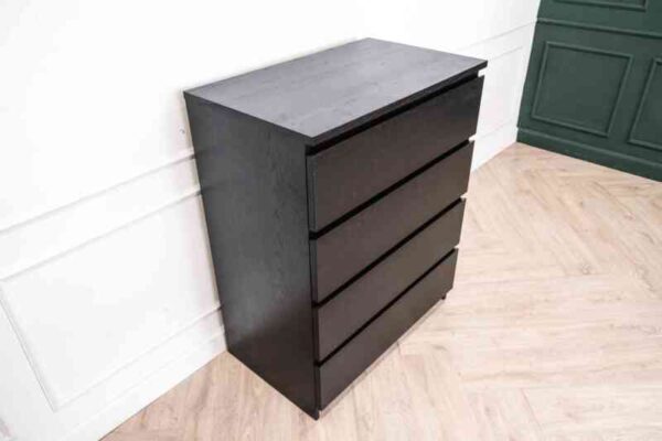 Chest of drawers chest of drawers storage cabinet square shape Black wood pattern surface 4 drawers