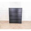 Chest of drawers chest of drawers storage cabinet square shape Black wood pattern surface 4 drawers