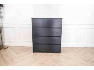 Chest of drawers chest of drawers storage cabinet square shape Black wood pattern surface 4 drawers