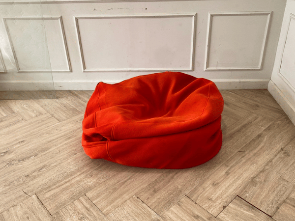 Fabric bean bag, foam seat cushion, orange color