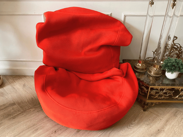 Fabric bean bag, foam seat cushion, orange color