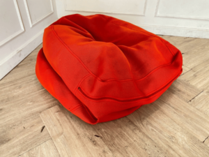 Fabric bean bag, foam seat cushion, orange color