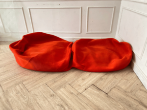 Fabric bean bag, foam seat cushion, orange color