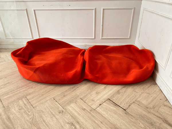 Fabric bean bag, foam seat cushion, orange color