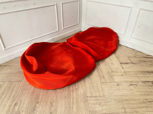 Fabric bean bag, foam seat cushion, orange color