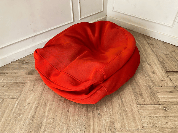 Fabric bean bag, foam seat cushion, orange color