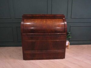 Cylindrical wooden storage cabinet, antique style, European work from Germany.