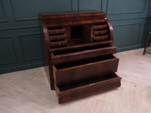 Cylindrical wooden storage cabinet, antique style, European work from Germany.