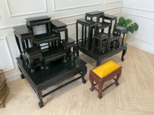 Altar table, set of 7, teak wood