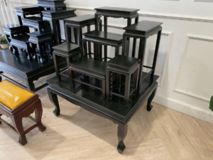 Altar table, set of 7, teak wood