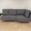 3-seat corner sofa, wooden frame, fabric cushion, grey color